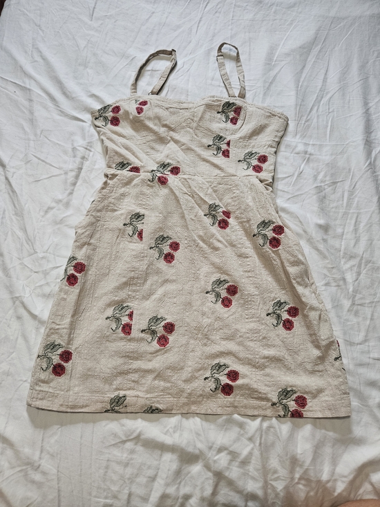 Urban Outfitters Dresses & Skirts - Urban Outfitters Cream Sundress with Red Cherry Embroidery